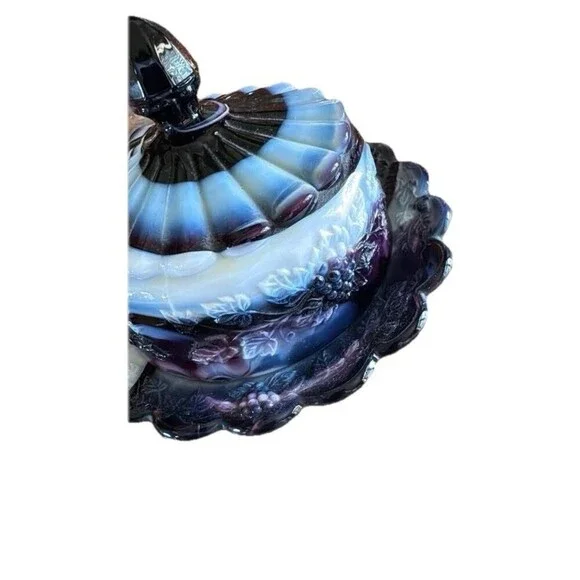 West Moreland “Marble” Grape Butter Purple Slag Dish 1970’s - Picture 2 of 6